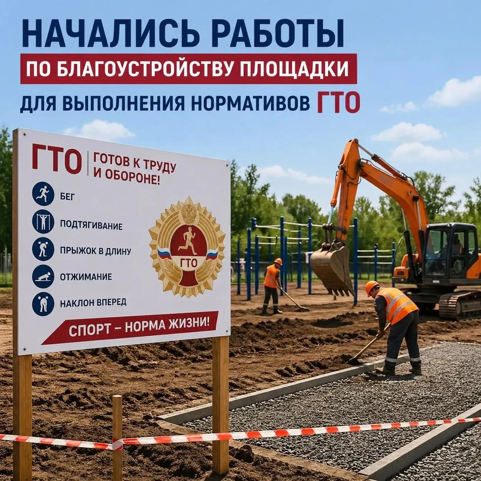 В ОКТЯБРЬСКОМ СТРОИТСЯ ПЛОЩАДКА ДЛЯ ВЫПОЛНЕНИЯ НОРМ ГТО